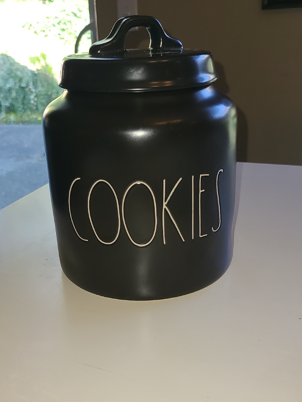 Rae Dunn Black 'COOKIES' Ceramic Cookie Jar with Lid